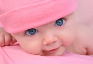 Pink Little baby Girl with Big Eyes